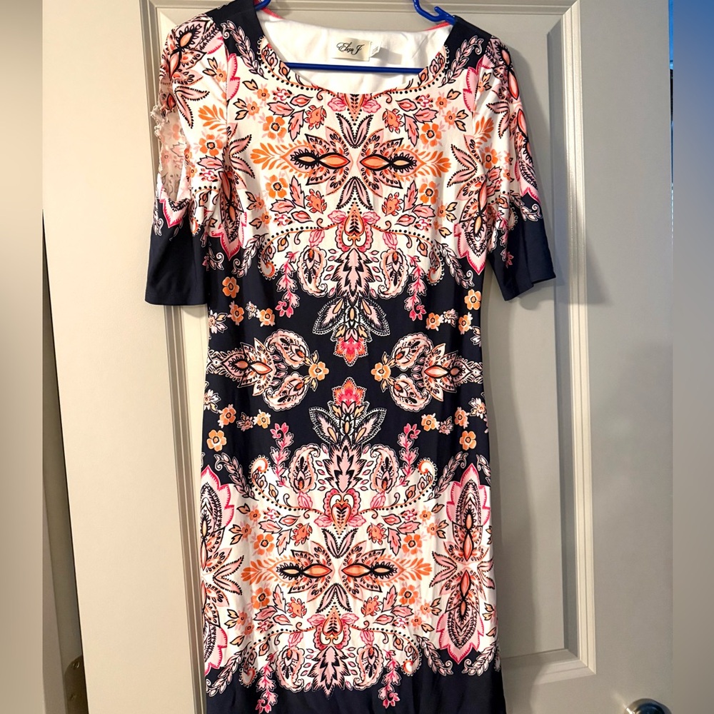 Lilly Pulitzer Navy and Pink Floral Midi Dress